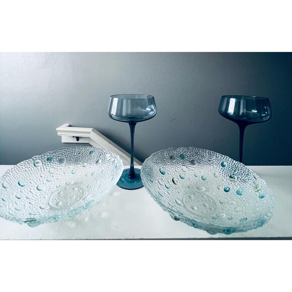 Curated Mid-Century Glassware | Coupe Cocktail Glasses w/ Vintage Asteroid Bowls - Picture 7 of 11